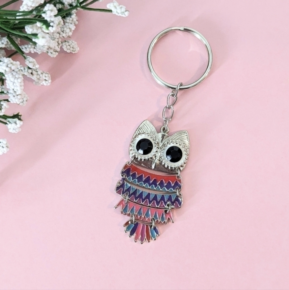 OWL Keychain | Unique Item | Made with new and Upcycled jewelry | Handcrafted